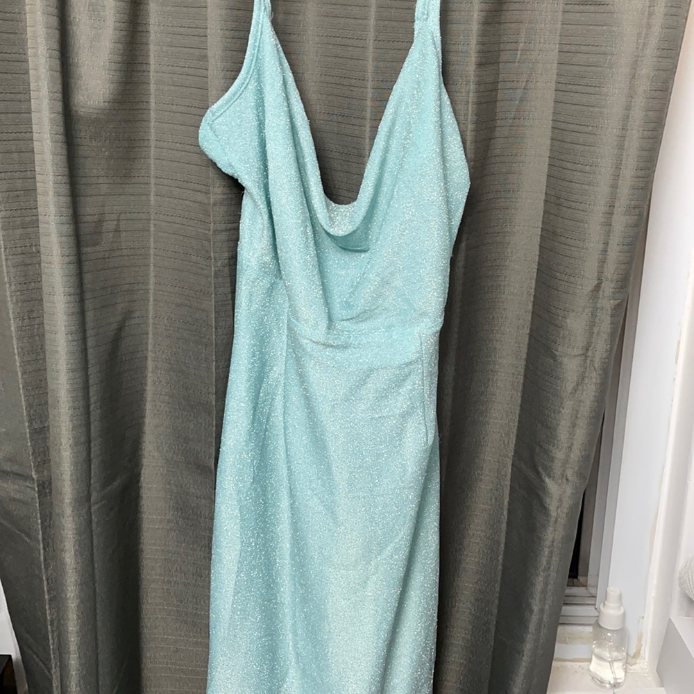 Blue Ruched Back Dress